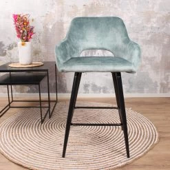 DS4U® Lenon Barkruk Velvet - Stof - Blauw -Bankstoel Winkel 1000069065 0102