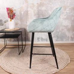 DS4U® Lenon Barkruk Velvet - Stof - Blauw -Bankstoel Winkel 1000069065 0103