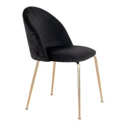 Giga Meubel Eetkamerstoel Velvet Zwart Brass - Zithoogte 46cm -Bankstoel Winkel 1000069327 0102