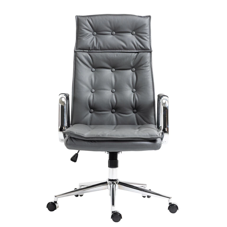 Clp Bureaustoel Sotira Leder Grijs 2 Clp Bureaustoel Sotira Leder Grijs - Afbeelding 2