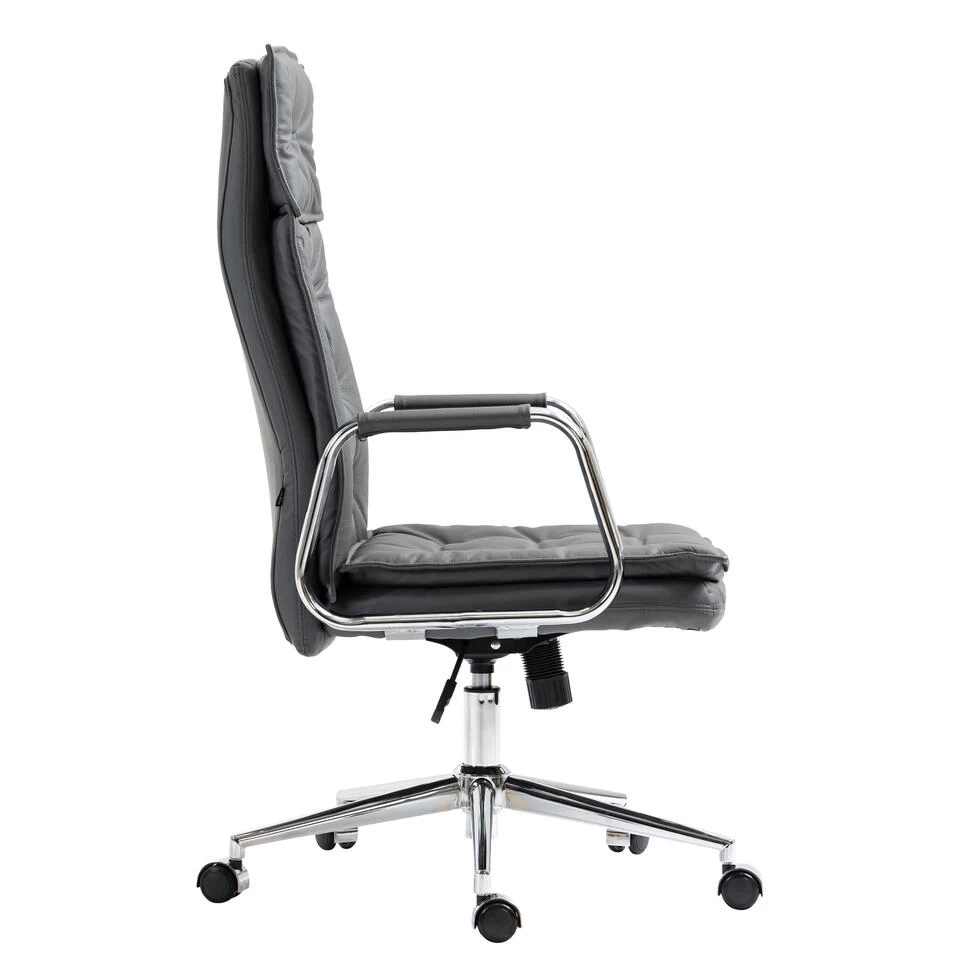 Clp Bureaustoel Sotira Leder Grijs 3 Clp Bureaustoel Sotira Leder Grijs - Afbeelding 3