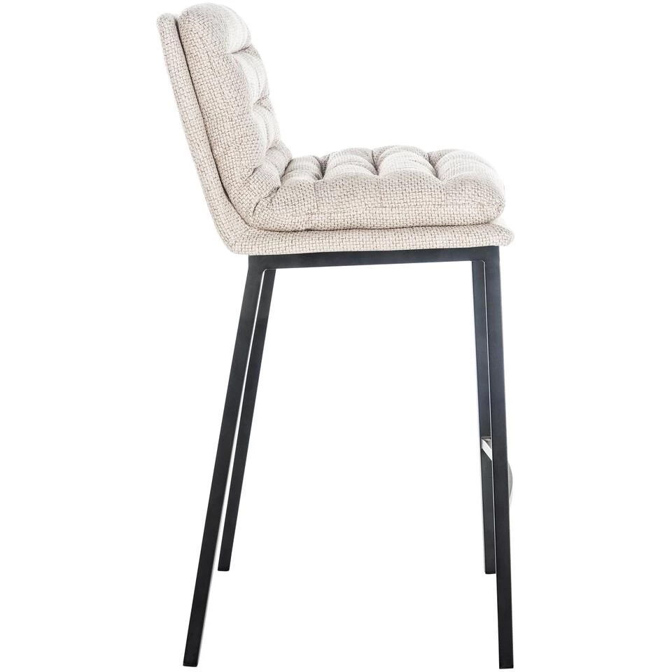 CLP Barkruk Dundalk Frame Zwart Stof Beige 3 CLP Barkruk Dundalk Frame Zwart Stof Beige - Afbeelding 3