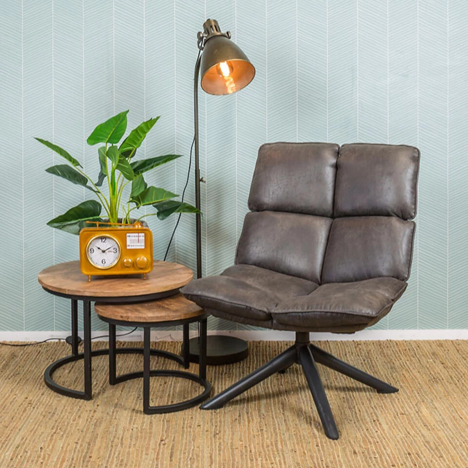 Giga Meubel Fauteuil Donkergrijs - Pu-Leer - Draaibaar - Fauteuil Victor 2 Giga Meubel Fauteuil Donkergrijs - Pu-Leer - Draaibaar - Fauteuil Victor - Afbeelding 2