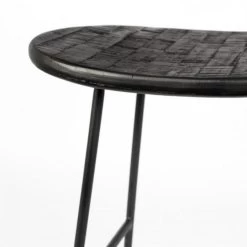 Giga Meubel Barkruk Zwart Teakhout & Metaal - Zithoogte 65cm - Kruk Tangle -Bankstoel Winkel 1000074306 0103