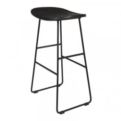 Giga Meubel Barkruk Zwart Teakhout & Metaal - Zithoogte 65cm - Kruk Tangle