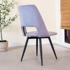 Eetkamerstoel Draaibaar Mila Velvet Grijs - Stof - Grijs -Bankstoel Winkel 1000074915 0102
