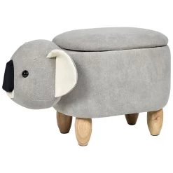 Beliani Dierenhocker COALA - Grijs Fluweel