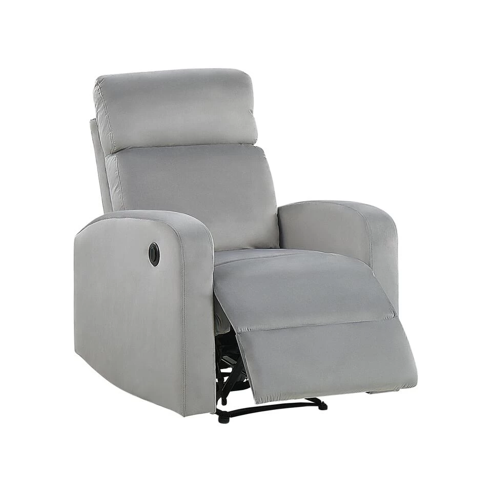 Beliani TV-fauteuil VERDAL - Grijs Fluweel 1 Beliani TV-fauteuil VERDAL - Grijs Fluweel
