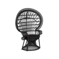 Beliani Fauteuil EMMANUELLE - Zwart Rotan
