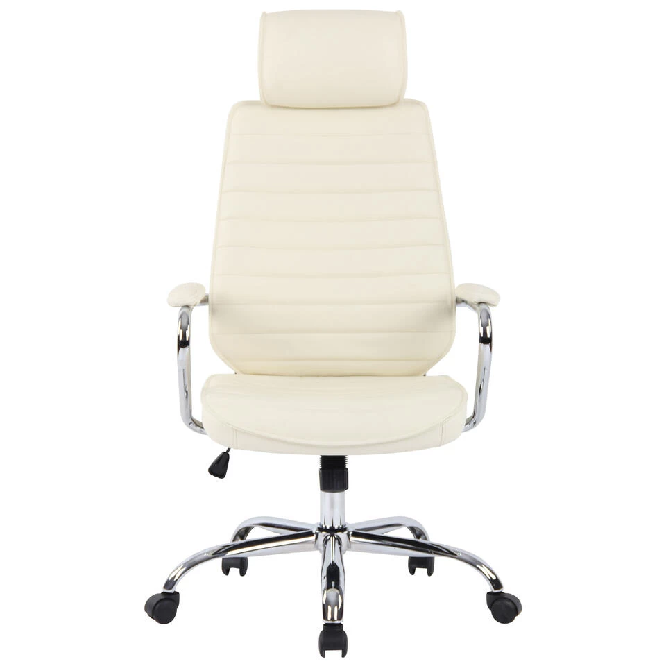 CLP Bureaustoel Rako Leder Crème 2 CLP Bureaustoel Rako Leder Crème - Afbeelding 2