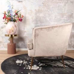 DS4U® Norah Fauteuil Velvet - Stof - Beige -Bankstoel Winkel 1000081202 0102