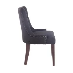 CLP Set Van 2 Eetkamerstoelen Aberdeen Donker Bruin Frame Stof Zwart -Bankstoel Winkel 1000082884 0102