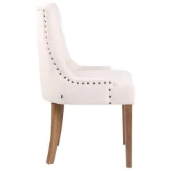 CLP Eetkamerstoel Aberdeen Licht Bruin Frame Fluweel Crème -Bankstoel Winkel 1000082907 0102