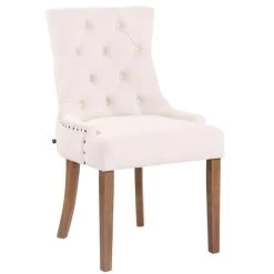 CLP Eetkamerstoel Aberdeen Licht Bruin Frame Fluweel Crème