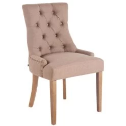CLP Eetkamerstoel Aberdeen Licht Bruin Frame Stof Taupe