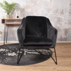 DS4U® Antonio Fauteuil Velvet - Stof - Zwart -Bankstoel Winkel 1000082945 0102