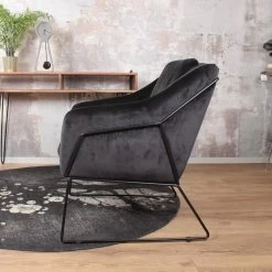 DS4U® Antonio Fauteuil Velvet - Stof - Zwart -Bankstoel Winkel 1000082945 0103