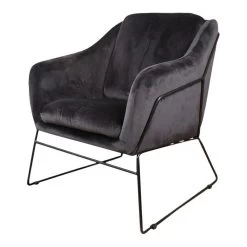 DS4U® Antonio Fauteuil Velvet - Stof - Zwart