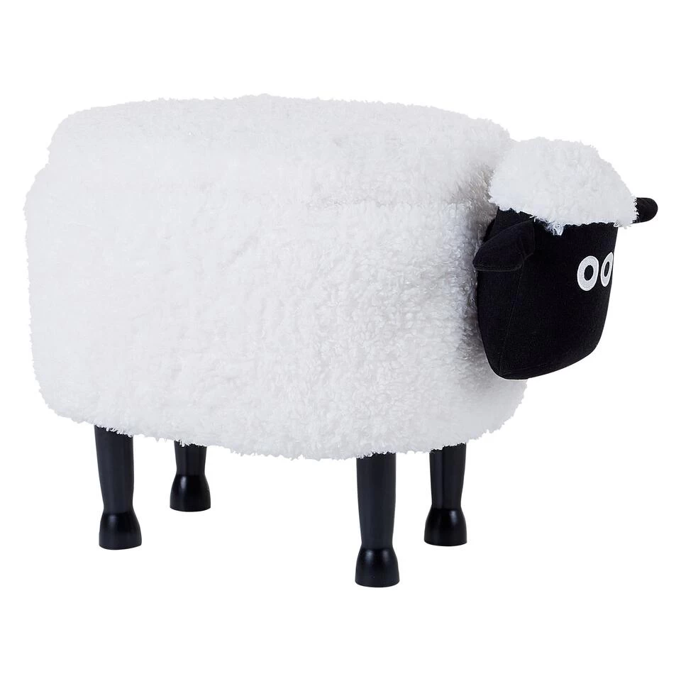 Beliani Dierenhocker SHEEP - Wit Polyester 1 Beliani Dierenhocker SHEEP - Wit Polyester
