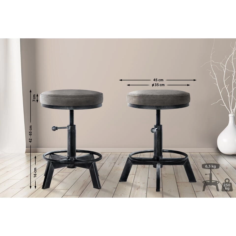 CLP Hocker Destin Kunstleder Zilverkleurig 2 CLP Hocker Destin Kunstleder Zilverkleurig - Afbeelding 2