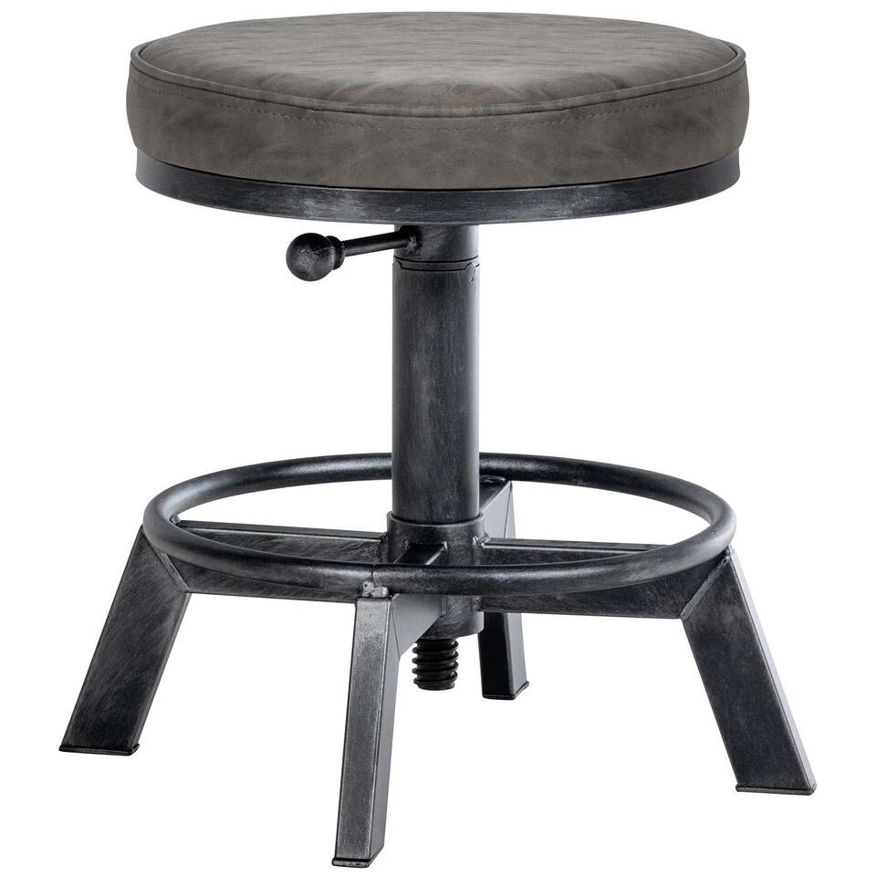 CLP Hocker Destin Kunstleder Zilverkleurig 3 CLP Hocker Destin Kunstleder Zilverkleurig - Afbeelding 3