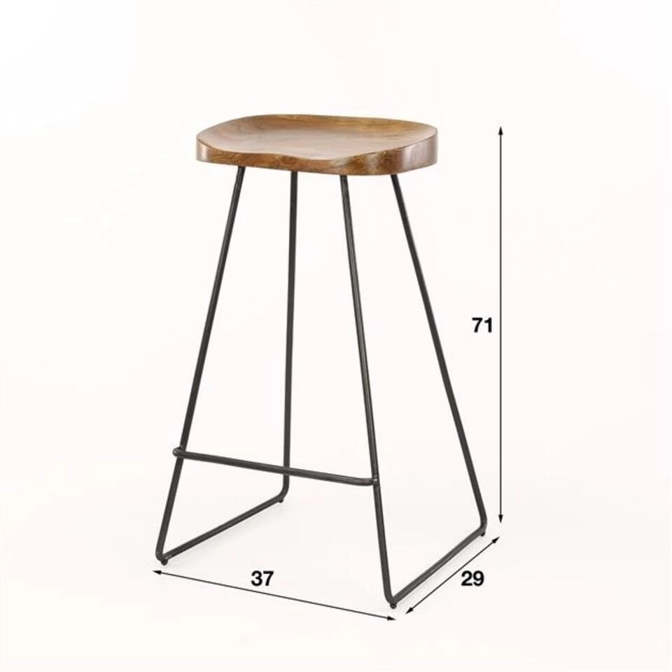 Barkruk Lenn Acaciahout - Zithoogte 69 Cm - Hout - Bruin 4 Barkruk Lenn Acaciahout - Zithoogte 69 Cm - Hout - Bruin - Afbeelding 4