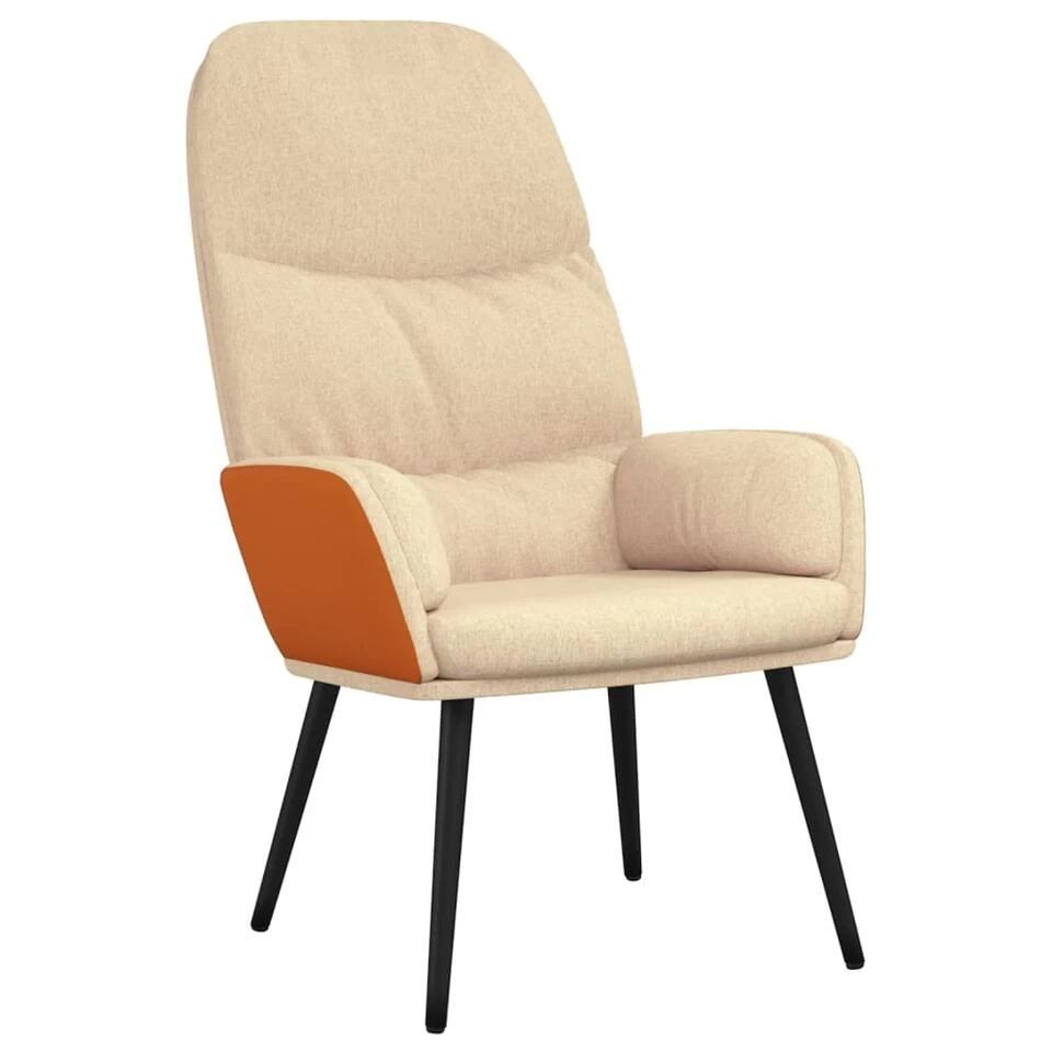 VidaXL Relaxstoel Stof Crèmewit 1 VidaXL Relaxstoel Stof Crèmewit