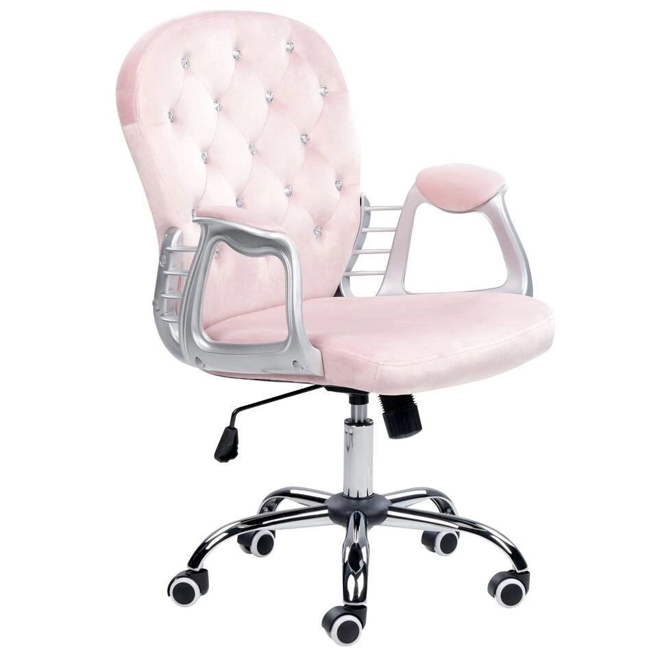 Beliani Bureaustoel PRINCESS - Roze Fluweel 1 Beliani Bureaustoel PRINCESS - Roze Fluweel
