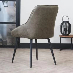 Eetkamerstoel Ellis Ecoleer Groen - Leder - Groen -Bankstoel Winkel 1000097144 0103