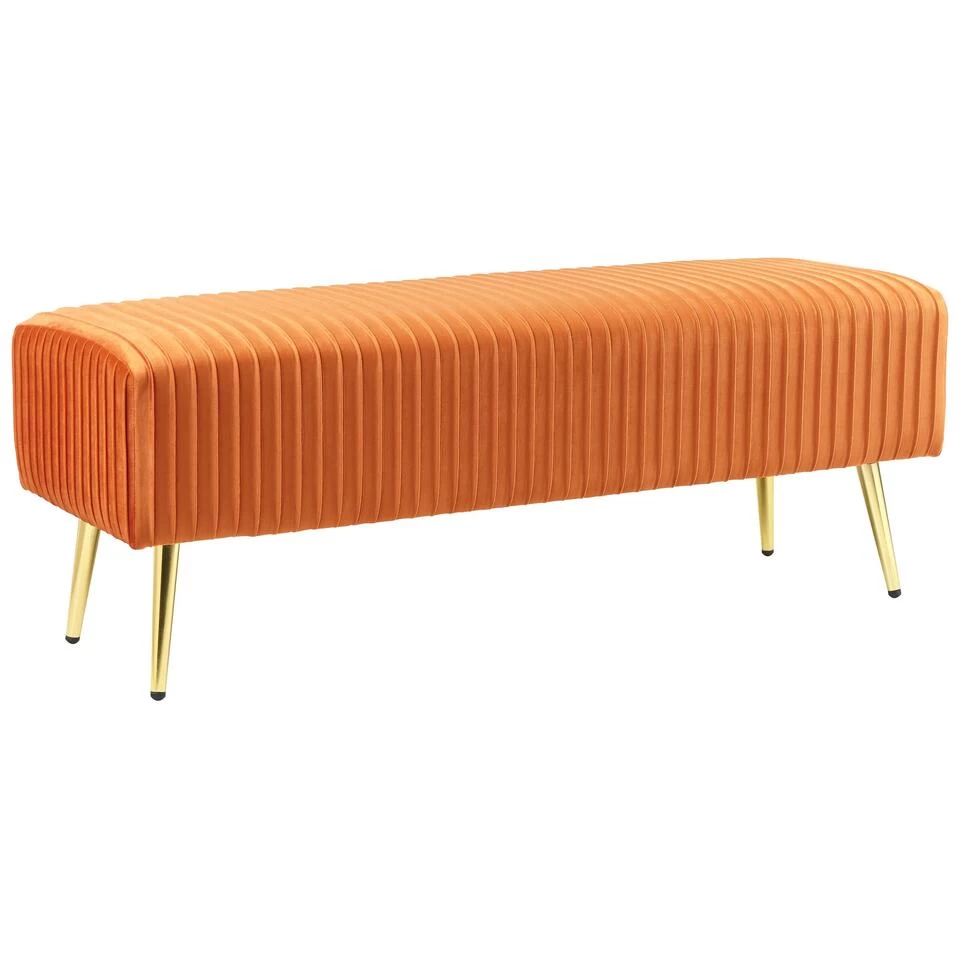 Beliani Hocker PATERSON - Oranje Fluweel 1 Beliani Hocker PATERSON - Oranje Fluweel