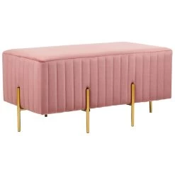 Beliani Hocker DAYTON - Roze Fluweel