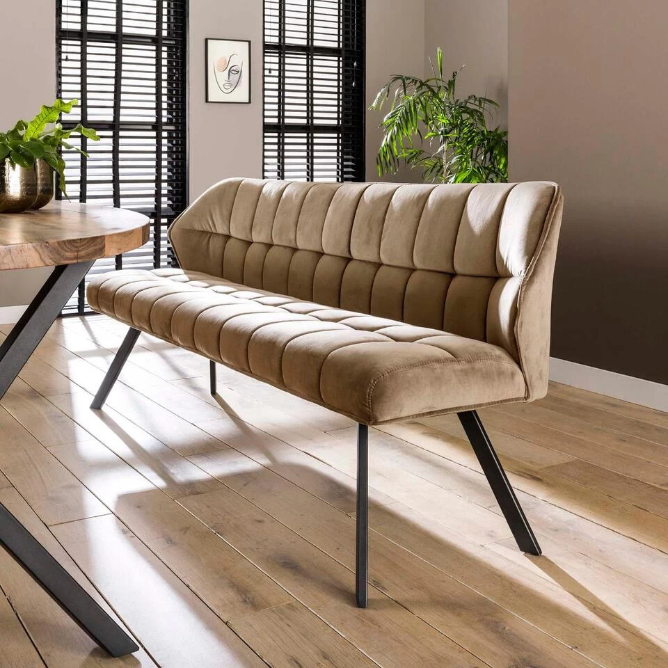 Ramon Eetkamerbank 180cm - Stof - Beige 2 Ramon Eetkamerbank 180cm - Stof - Beige - Afbeelding 2