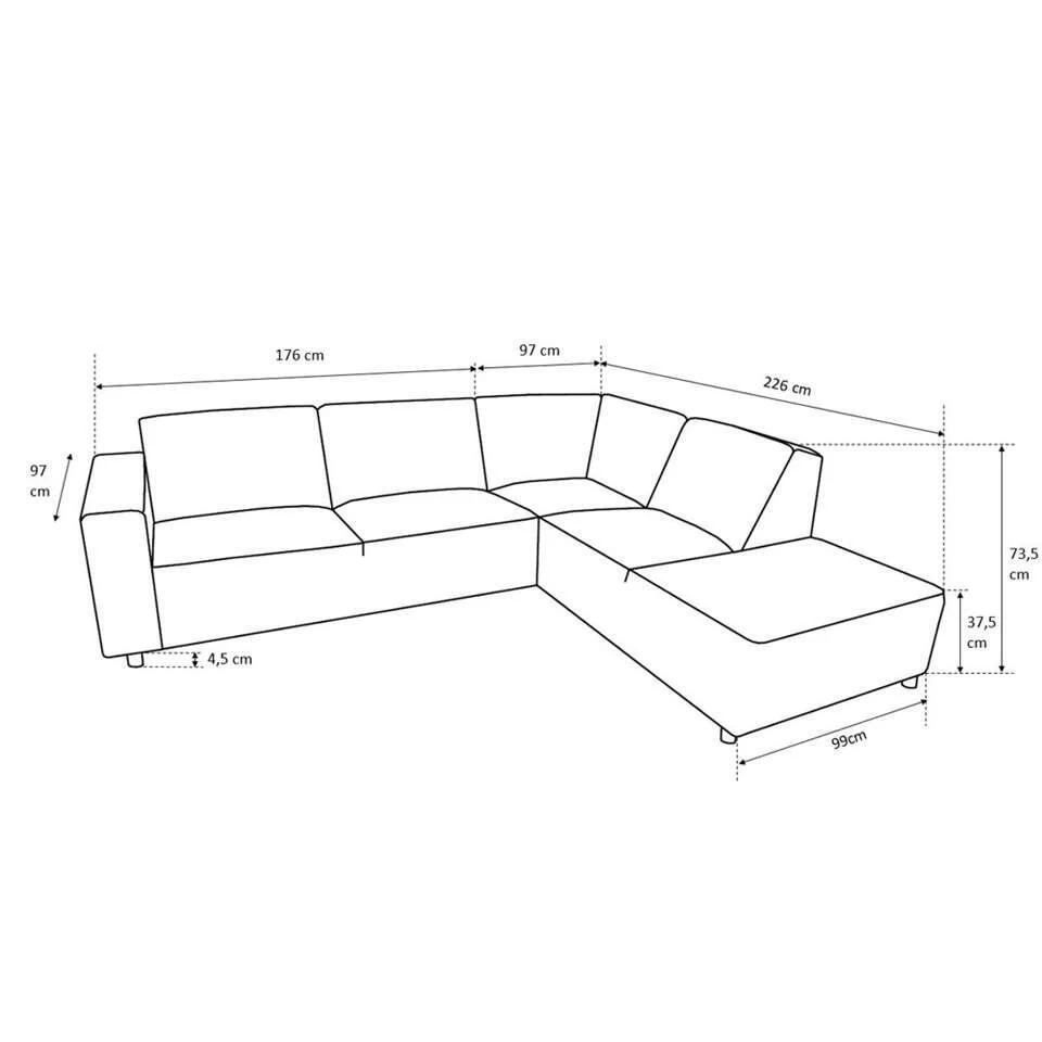 Hoekbank Nolan Rechts - Donkergrijs 4 Hoekbank Nolan Rechts - Donkergrijs - Afbeelding 4