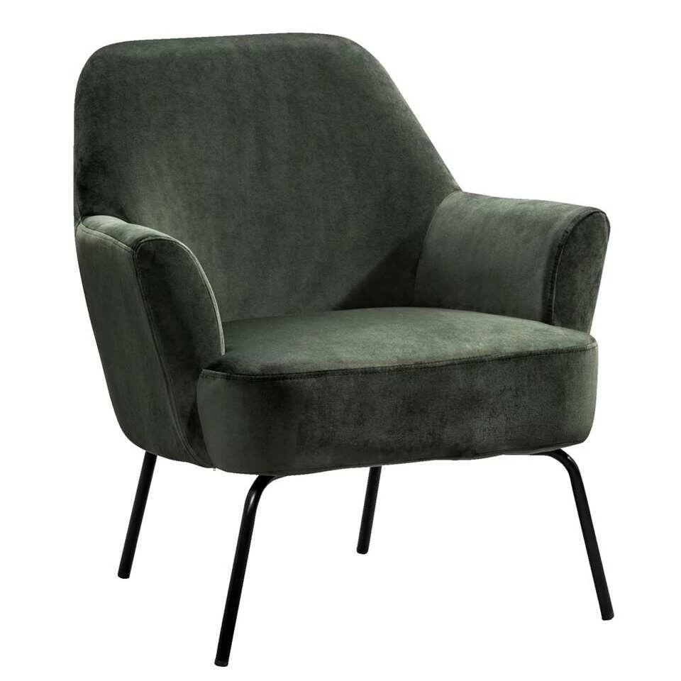 Fauteuil Hamburg - Fluweel - Groen 2 Fauteuil Hamburg - Fluweel - Groen - Afbeelding 2