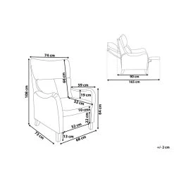 Beliani TV-fauteuil ROYSTON - Grijs Polyester -Bankstoel Winkel 1028a966e46d4624a52fad4a9e8d0753