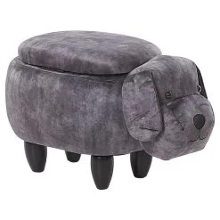 Beliani Dierenhocker DOGGY - Grijs Fluweel