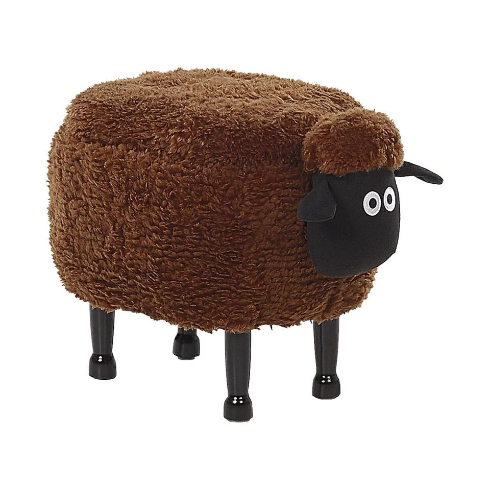 Beliani Dierenhocker SHEEP - Bruin Polyester 1 Beliani Dierenhocker SHEEP - Bruin Polyester