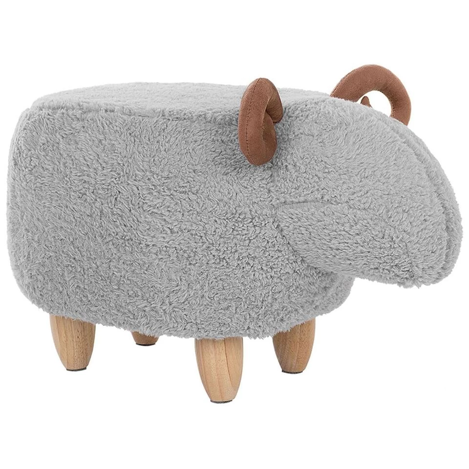 Beliani Hocker LAMB - Grijs Polyester 1 Beliani Hocker LAMB - Grijs Polyester