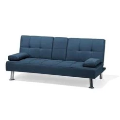 Beliani Driezitsbank - ROXEN Blauw Polyester -Bankstoel Winkel 125e7cb0bc6f44de882a845df3d70f85
