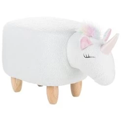 Beliani Dierenhocker UNICORN - Wit Polyester, Katoen