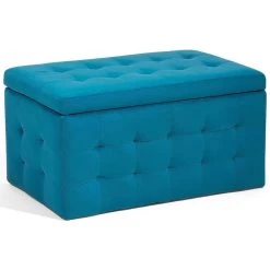 Beliani Ottomaan MICHIGAN - Blauw Fluweel