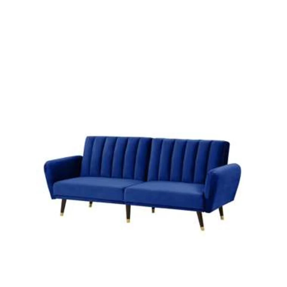 Beliani Slaapbank - VIMMERBY Blauw Fluweel 4 Beliani Slaapbank - VIMMERBY Blauw Fluweel - Afbeelding 4