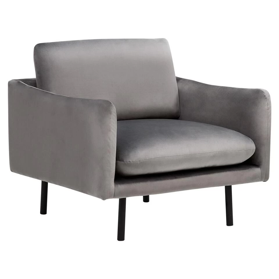 Beliani Fauteuil VINTERBRO - Grijs Fluweel 1 Beliani Fauteuil VINTERBRO - Grijs Fluweel