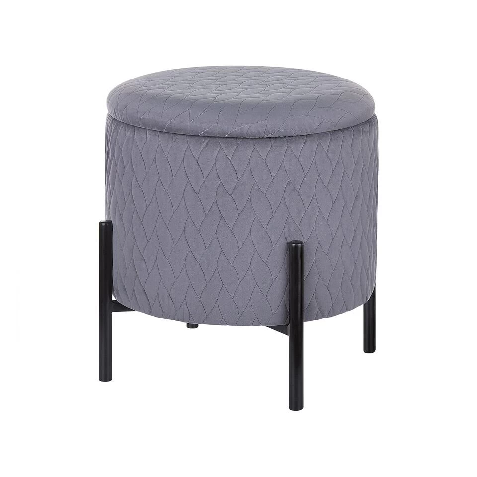 Beliani Hocker WENONA - Grijs Fluweel 1 Beliani Hocker WENONA - Grijs Fluweel