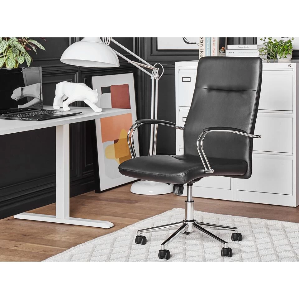 Beliani Bureaustoel OSCAR - Zwart Kunstleer 2 Beliani Bureaustoel OSCAR - Zwart Kunstleer - Afbeelding 2
