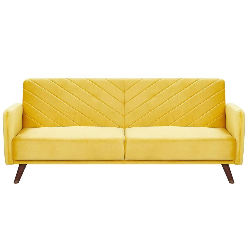 Beliani Driezitsbank - SENJA Geel Fluweel 1 Beliani Driezitsbank - SENJA Geel Fluweel