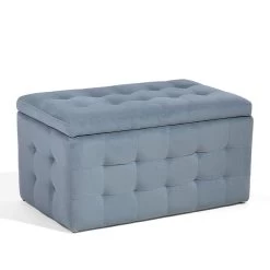 Beliani Ottomaan MICHIGAN - Grijs Fluweel