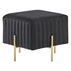 Beliani Hocker DAYTON - Zwart Fluweel