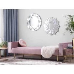 Beliani Driezitsbank - VISNES Roze Fluweel -Bankstoel Winkel 190eb4e6ed0540f7a52520b21d1e4da2