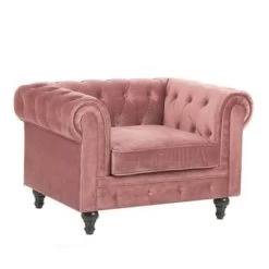 Beliani Fauteuil CHESTERFIELD - Roze Fluweel